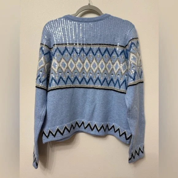NWT Loft Blue Patterned and Sequined Women's Cardigan Sweater - Picture 5 of 10